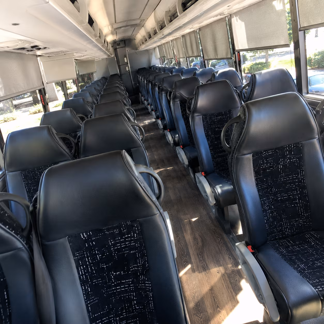 castle rock charter bus rental interior