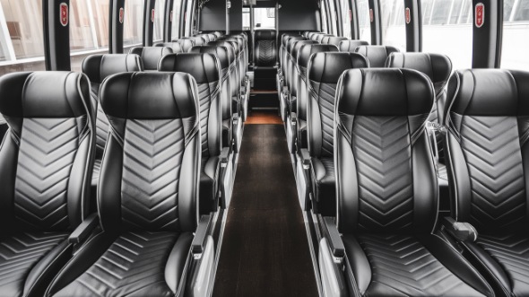 50 passenger charter bus inside aurora