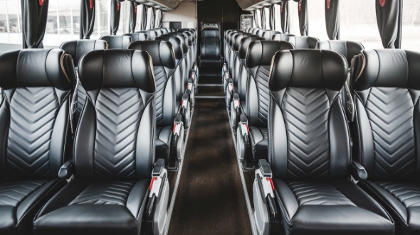 55 passenger charter bus inside aurora